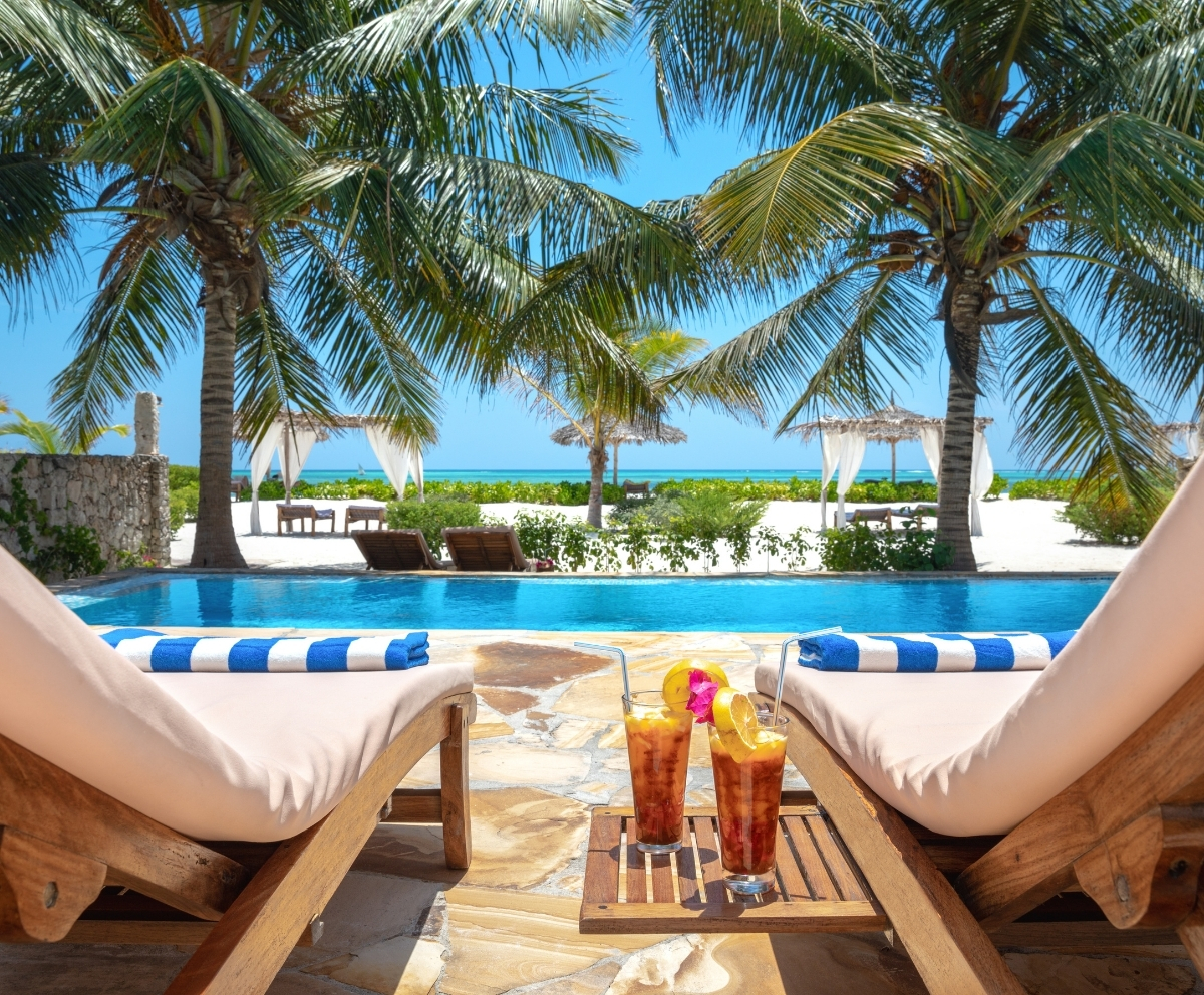 Poolside vacation scene representing temporary payment relief with Skip-A-Pay
