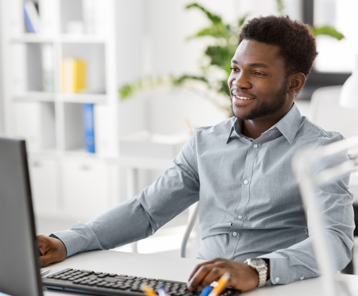 Man using secure Online Banking to view balances and transaction history